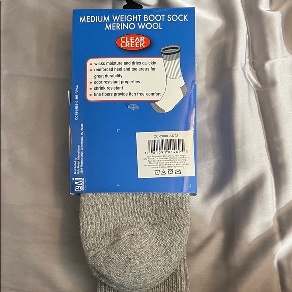 Merino Wool Medium Weight Boot Sock Size 6-12 Light Gray NWT stocking stuffers - Picture 2 of 4